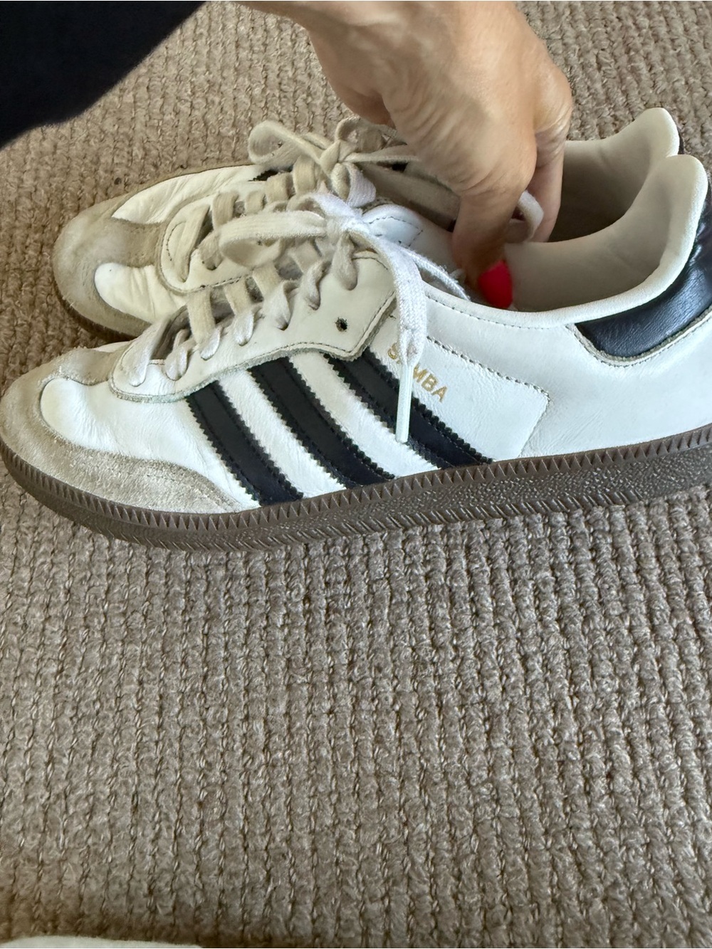 adidas White Sneakers with Black Stripes